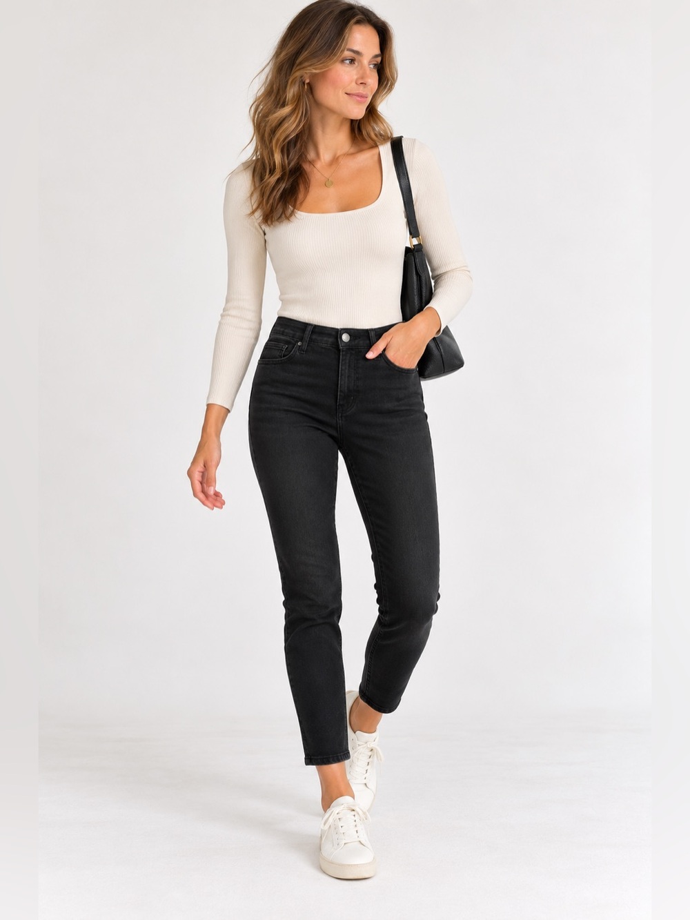 Wit & Wisdom Ab-solution Ankle Skinny Jeans Black Denim Size 12P Petite